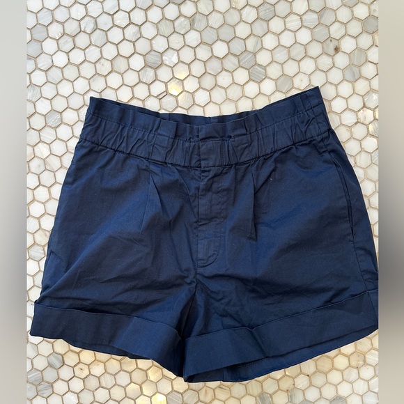 Worn once just crew navy paper bag elastic waist shorts - Picture 1 of 4